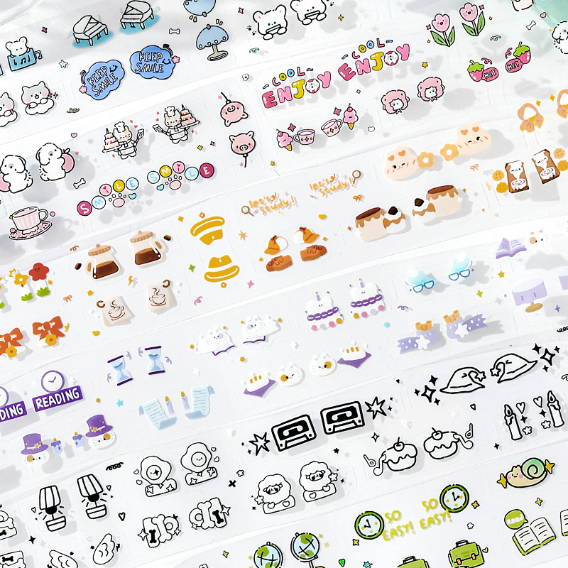 ไดลี่|Die Cut PET Tape การ์ตูนน่ารัก ins คู่มือตกแต่งวัสดุเทปคู่มือสติกเกอร์คู่มือเทป