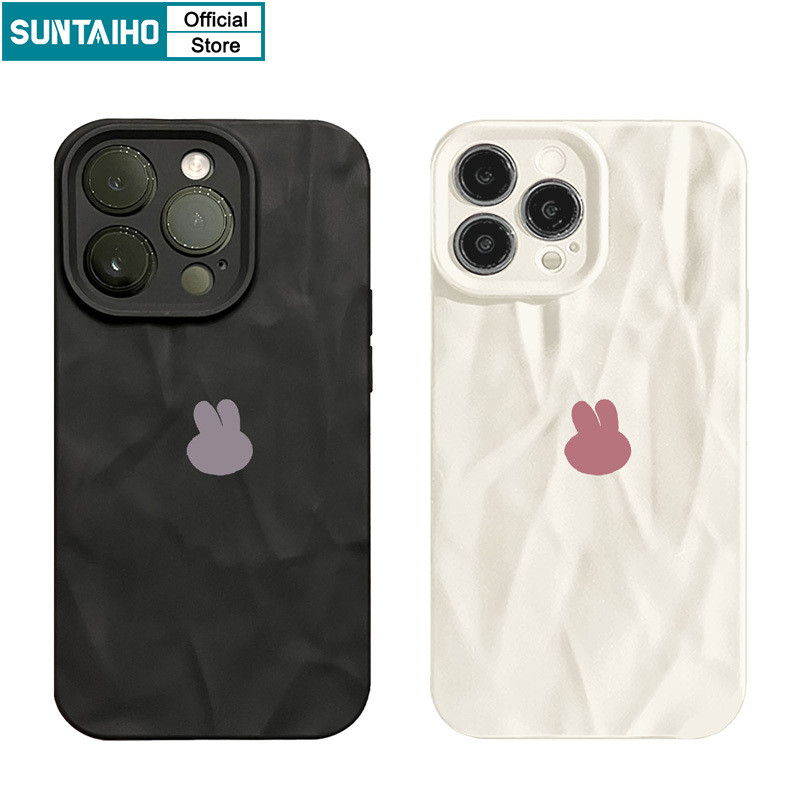 Suntaiho ความงามน่ารักปลอกกระต่ายสีชมพูรูปแบบซีลเคสโทรศัพท์สําหรับ Iphone 16 15 14 13 12 11 Pro Max IP 7 8 Plus Iphon X Xs XR Xs Max Silicon Soft Premium กันกระแทกปกหลัง