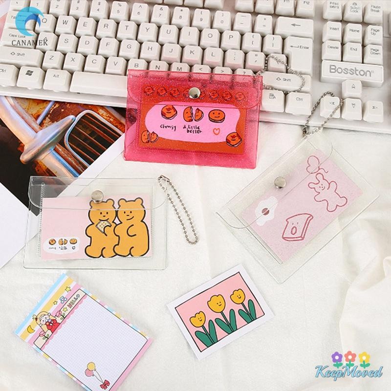 Keepmoving 1 ชิ้นกระเป๋าใส่เหรียญ PVC โปร่งใสสําหรับเด็กผู้หญิงน่ารักกระเป๋าสตางค์ใบเล็ก ID Card Holder ใหม่