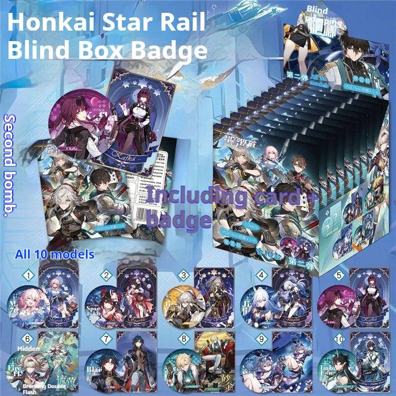 Honkai Star Rail Blind Box Badge 75 มม. Tinlate Pin พร้อม Mini Card อะนิเมะสะสม