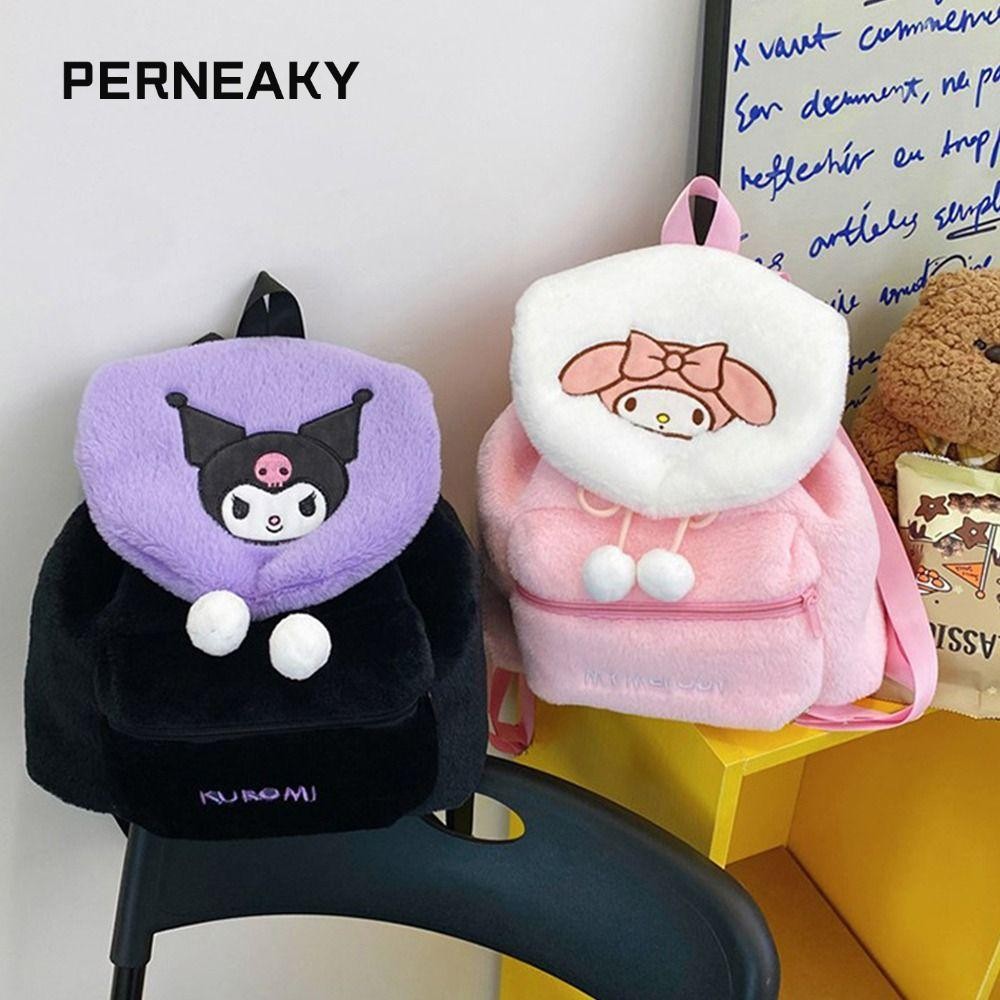 Perneaky กระเป๋าของเล่น, กระเป๋าสะพายการ์ตูนน่ารักความจุขนาดใหญ่, แฟชั่น Soft Plush เย็บปักถักร้อยแบบพกพา Knapsack สําหรับผู้หญิงสาว