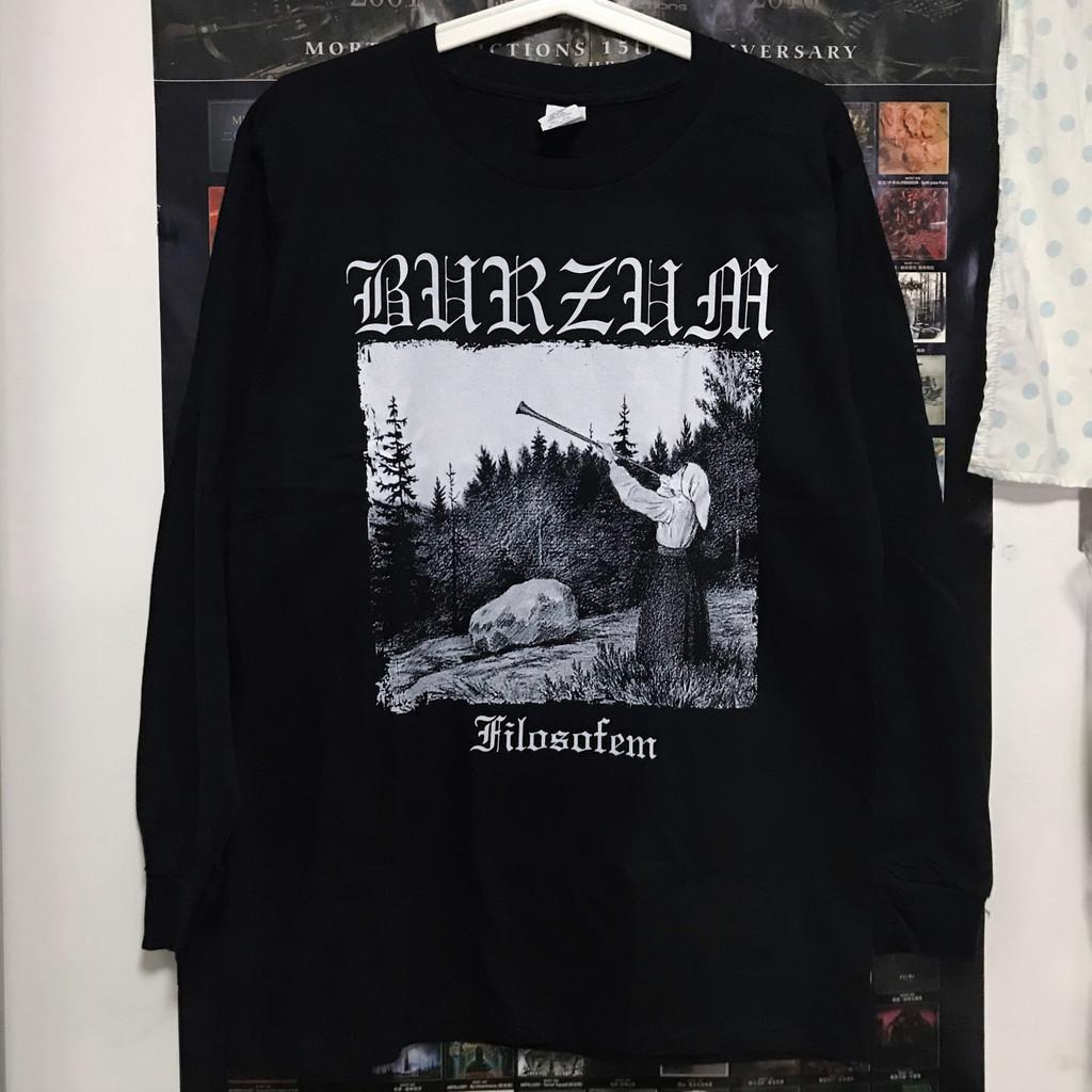 ((ผ้าฝ้ายแท้พร้อมสต็อก) Burzum Band Merchanded ยุโรปอเมริกันผู้ชายผู้หญิงเสื้อยืดแขนยาวโลหะสีดํา Rock Dark Niche