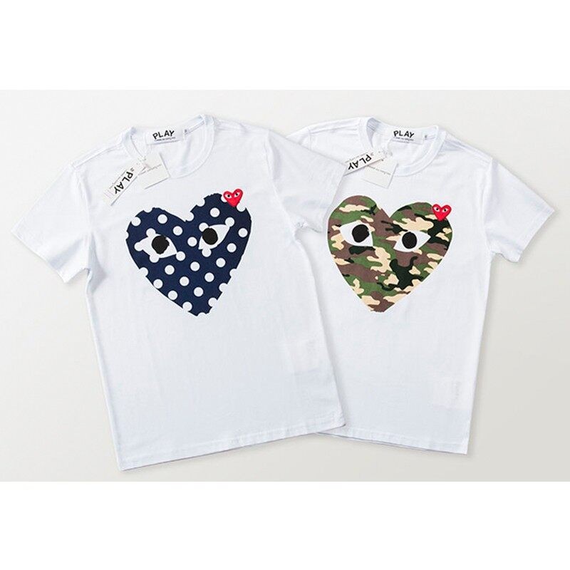 คุณภาพสูง❣️ New CDG PLAY T-shirt Men Woman' Clothing Cal Boys Girls Cotton Embroidery Love Hip Hop Comme des Garcons