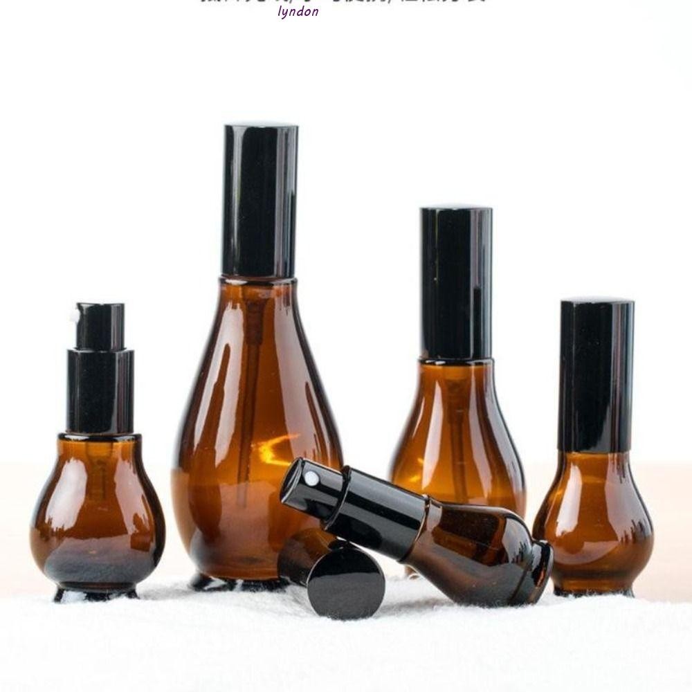 Lyndon ขวดน้ําหอม Aromatherapy Travel Lotion ขวดปั๊ม 10ml-100ml แก้ว Amber Essential Oil Dropper ขวด