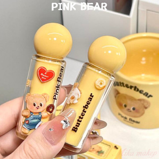 PINK BEAR ลิปเคลือบไม่ติดถ้วยง่ายและฟิล์มหมีเนยขนาดเล็กไม่ติ…