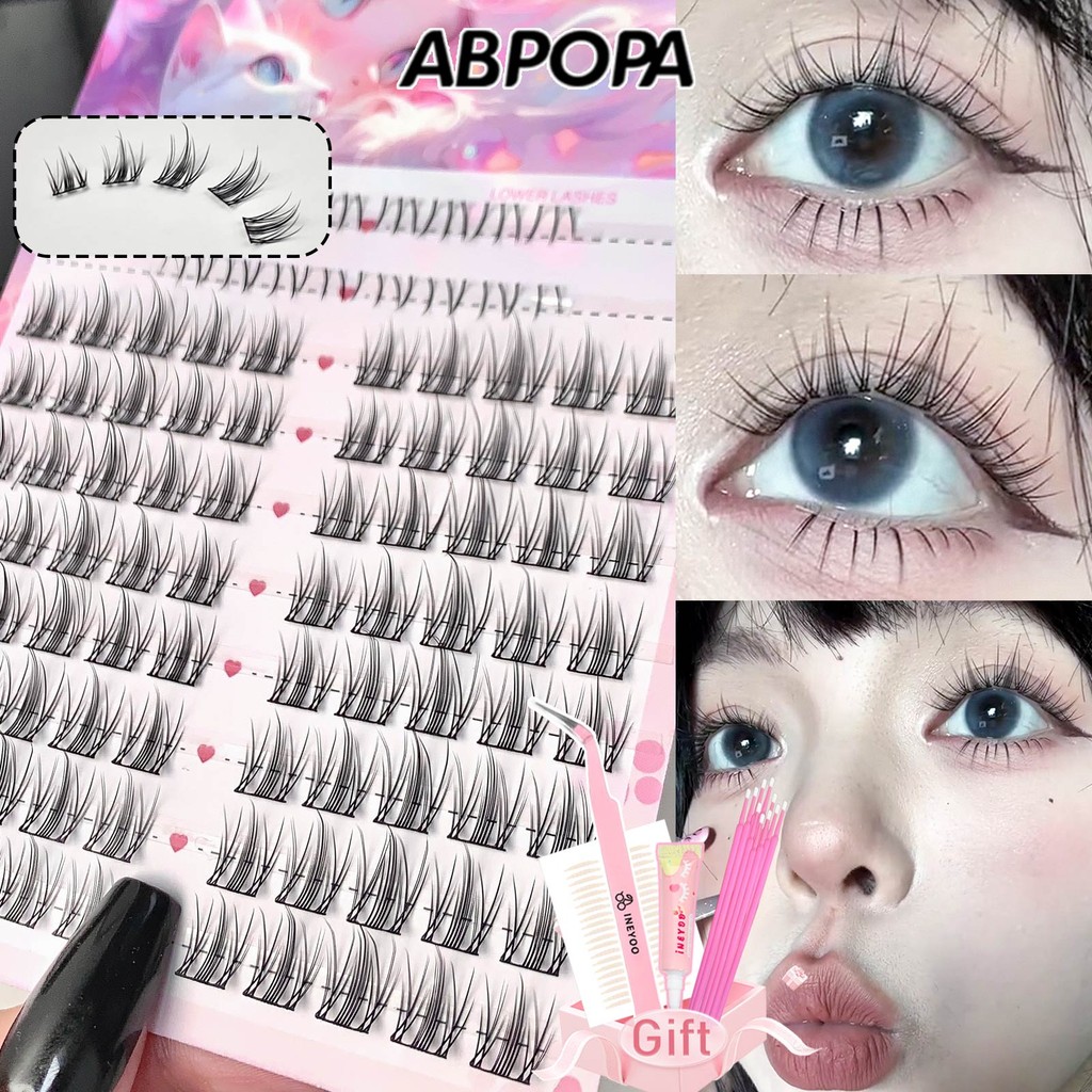 Abpopa ขนตาปลอม Soft Light Cozy เรียวธรรมชาติ Layering Curl ธรรมชาติที่สมจริง 56 ชิ้น