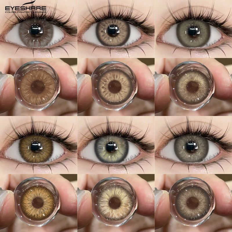 อายแชร์ วงกลมสีคอนแทคเลนส์ตาไฮโดรเจลคอนแทคเลนส์2ชิ้นสีน้ําตาลรายปีความงามธรรมชาตินักเรียน