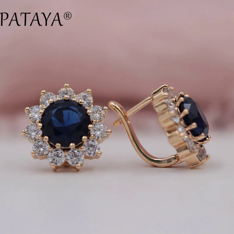 PATAYA Sunlight Big Drop Earrings 585 Rose Gold Color Natural Cubic Zircon Rose Gold Jewelry Accesso