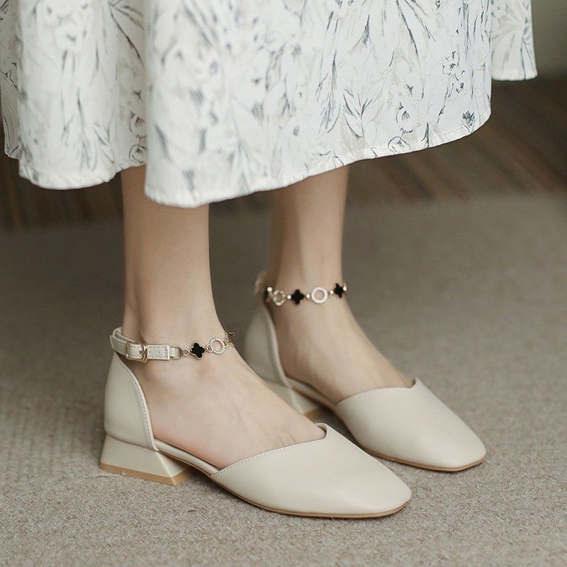 Baotou Sandals Chunky Heel Shoes New Casual French Fairy Style