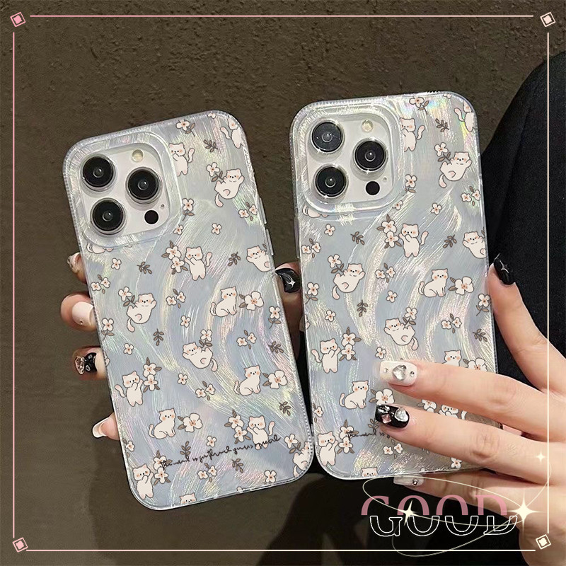GOOD จากประเทศไทย เคส ไอโฟน ขนนกสีเงิน โปร่งใสและสว่าง วิจิตร สำหรับiPhone 11 15 12 14 13 Pro Max 14/15PLUS ลูกแมว