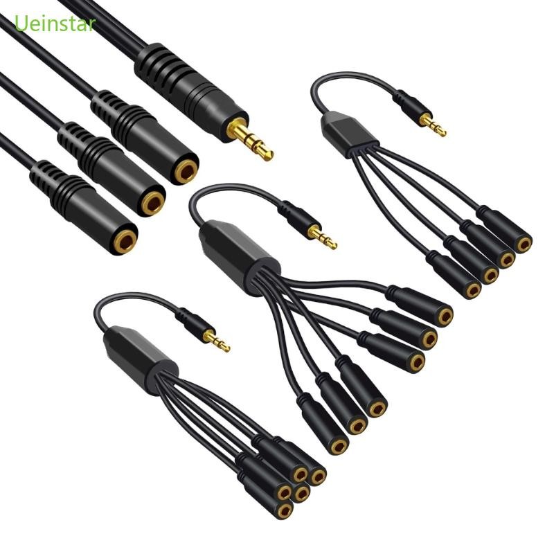 Uein 3 5 มม.หูฟัง Splitter Cable 1 ถึง 6 5 4 3 พอร์ต AUX Cable หูฟังสาย AUX