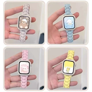 Candy Slim สายรัดพลาสติก + กรณีเหมาะสําหรับนาฬิกา Series 11 10 9 8 7 6 5 4 3 2 1 SE SE2 Ultra/Ultra2 สําหรับ i-Watch ขนาด 49/41/45/40 มม.44 มม.38 มม.42 มม.และกรณี