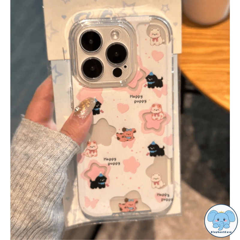 ลูกสุนัขน่ารักดาวเข้ากันได้เคสไอโฟน 11 13 15 14 12 Pro Max 11 12 Pro 8 7 Plus XR X XS Max SE โบว์ลูกแมว Butter Bear เคส