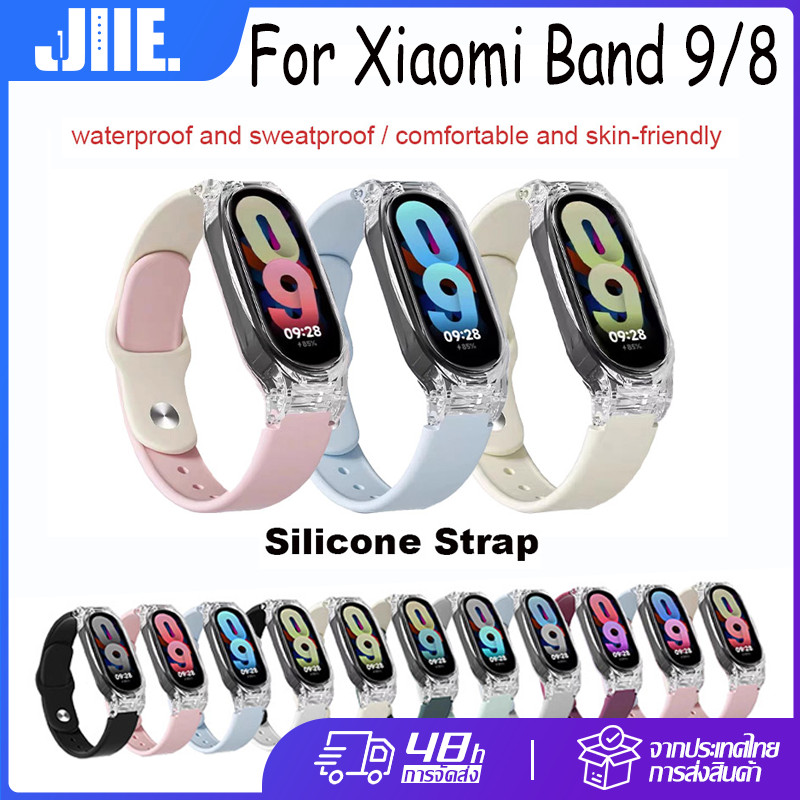 สาย xiaomi band 9/8 สายซิลิโคน กันน้ำและกันเหงื่อ น้ำหนักเบาและระบายอากาศได้ดี
