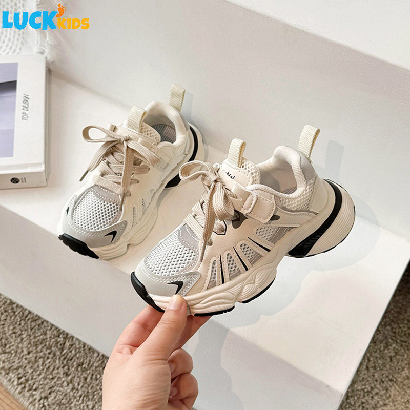 LUCK Kids รองเท้ากีฬาเด็ก กันลื่นและระบายอากาศ ฤดูใบไม้ผลิและฤดูใบไม้ร่วง เหมาะสําหรับเด็กชายและเด็กหญิง 3-12 ปี