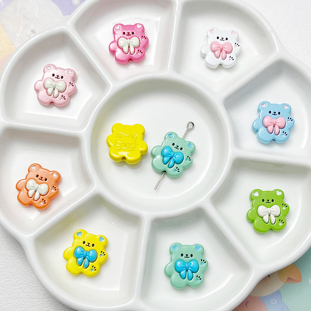 2 ชิ้น/เซ็ตน่ารัก Splicing ตุ๊กตาหมีลูกปัดโลหะผสม DIY จี้รถโทรศัพท์ Chain แถบคาดศีรษะสร้อยข้อมืออุปกรณ์เสริม