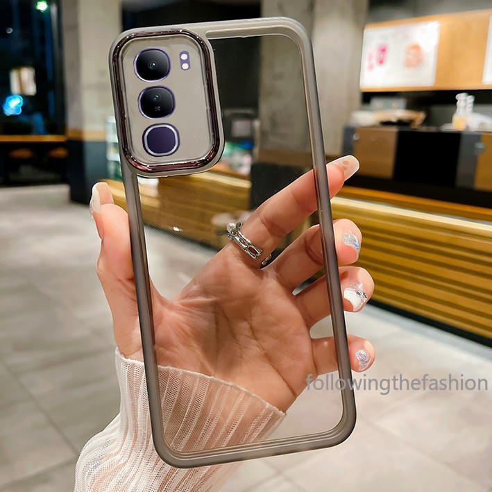 ปลอกสําหรับ vivo Y200 5G vivo Y200 Y 200 Y00 4G 5G 2024 กล้องเลนส์ป้องกัน Soft TPU โปร่งใสขอบแฟชั่นเคสโทรศัพท์กันกระแทกฝาหลัง
