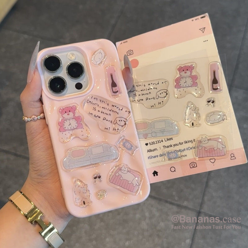 ใช้งานร่วมกับ iPhone 16 15 14 13 12 11 Pro Max X XS XR XS Max 7 8 Plus เคสโทรศัพท์ 3D DIY TV Cat สีช