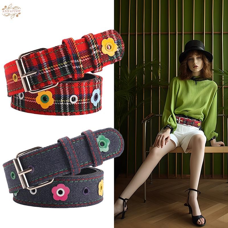 Ank Women's Y2K Plaid Denim Belt Accessory - Perfect for Trendy Outfits