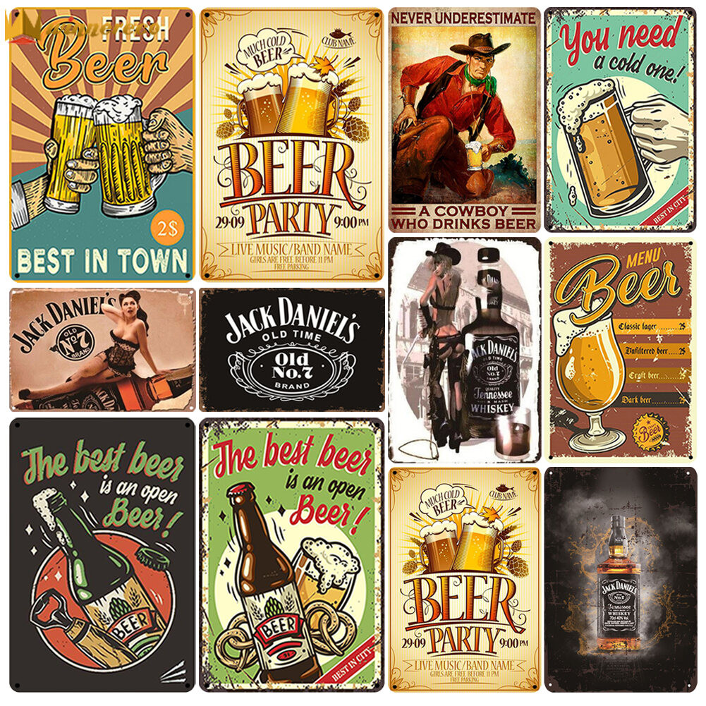 20X30 ซม.สี่เหลี่ยมผืนผ้ารูปร่าง Retro ป้ายสังกะสี Whisky โปสเตอร์ Vintage ป้ายโลหะโบราณ Plaques สํา