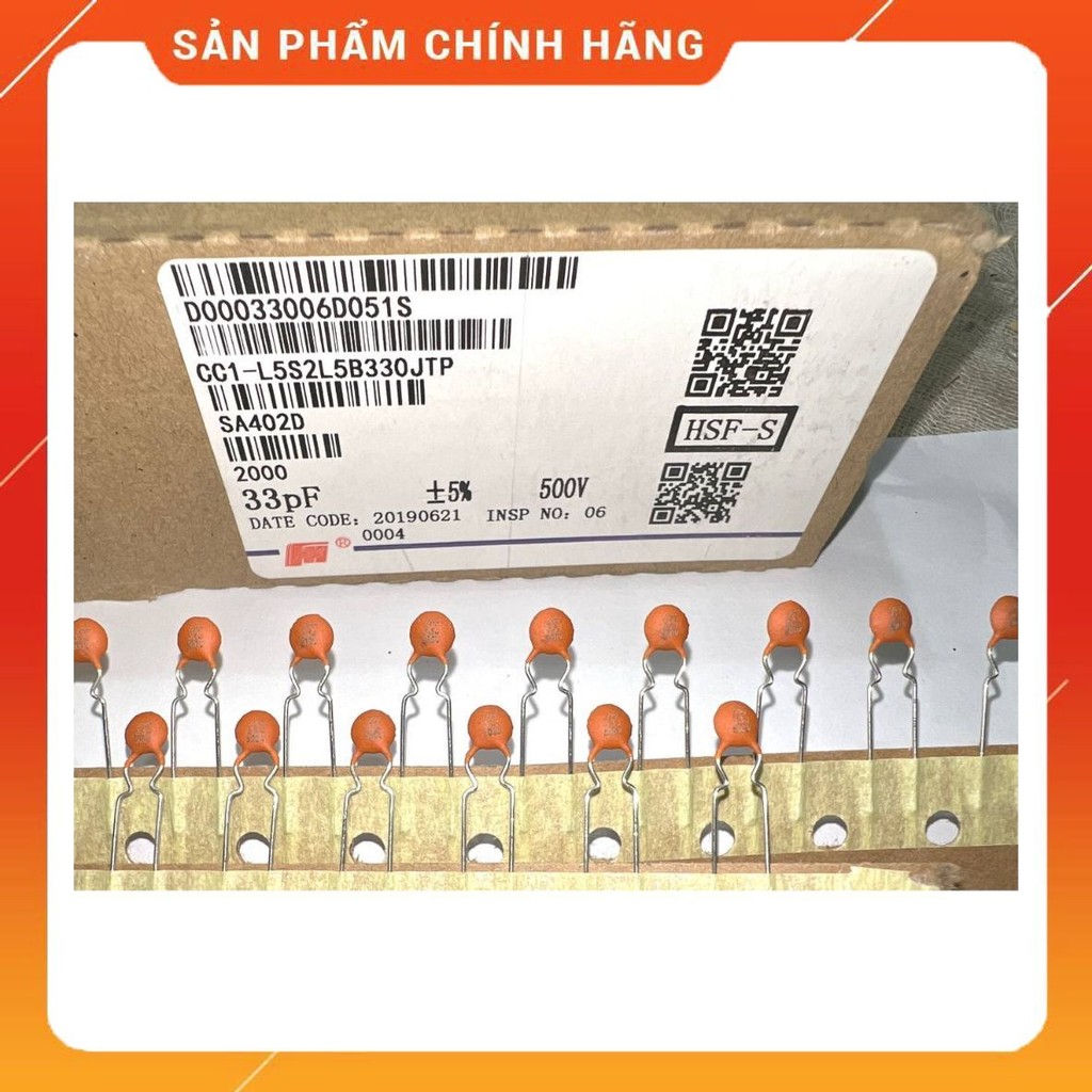 [ 50 ชิ้น ] ORANGE YELLOW CERAMIC CAPACITOR 5 % 500V => (22pF, 33pF, 100pF, 220pF )