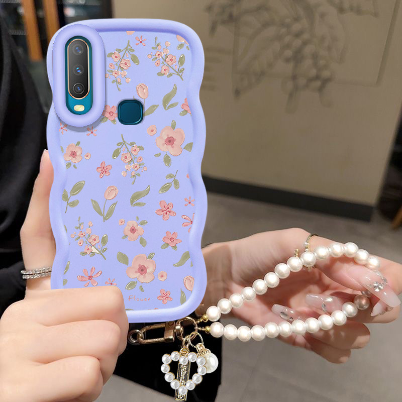 FLowers สร้อยข้อมือมุกสําหรับ Samsung Galaxy A73 A04 M13 A04E A14 A24 A34 A54 A21S A217F J7 PRIME S2
