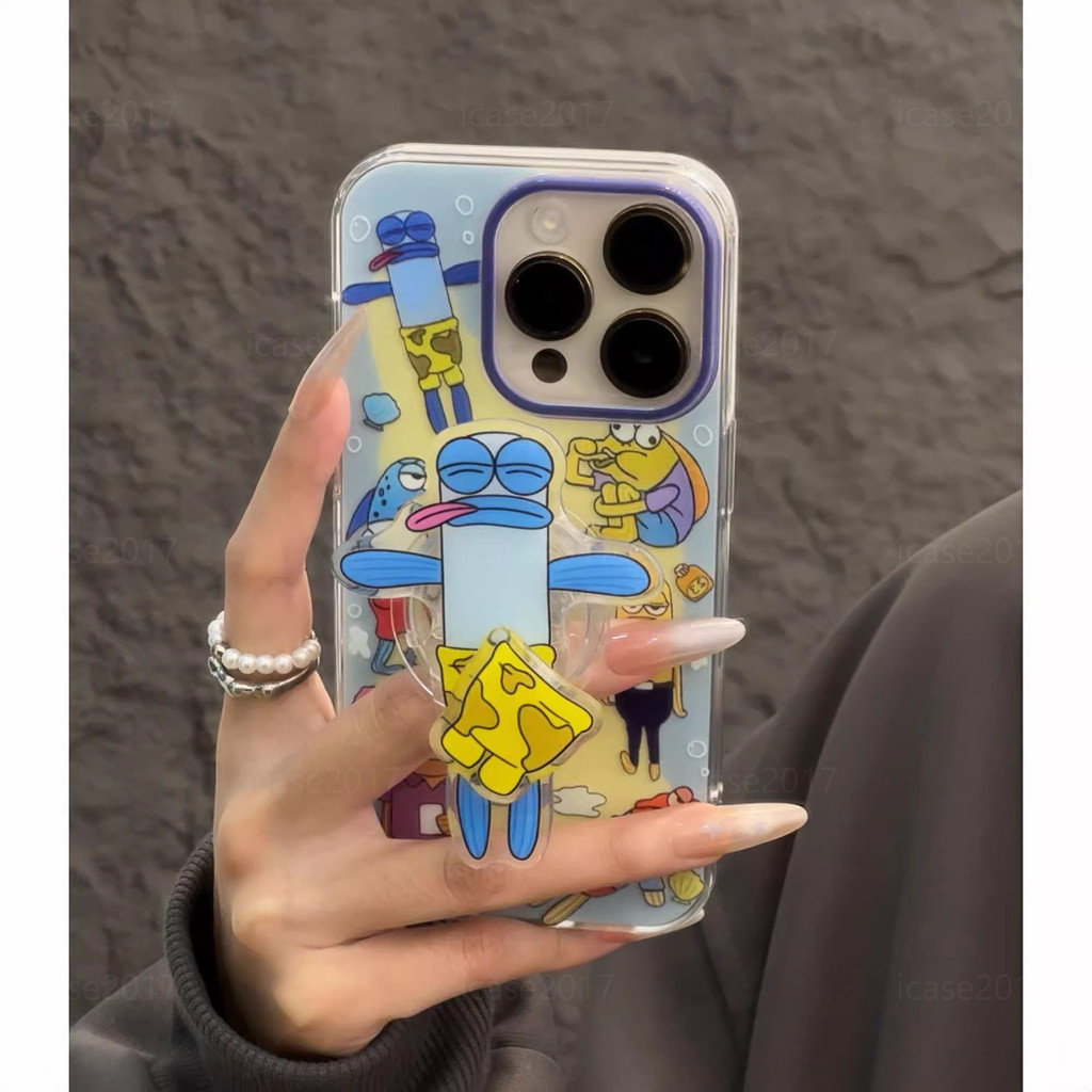 การ์ตูนหมี Creative Stand เคสโทรศัพท์ Samsung S25 S24 S23 Ultra S22+S21 FE A51 A55 A15 กันกระแทกป้องกัน