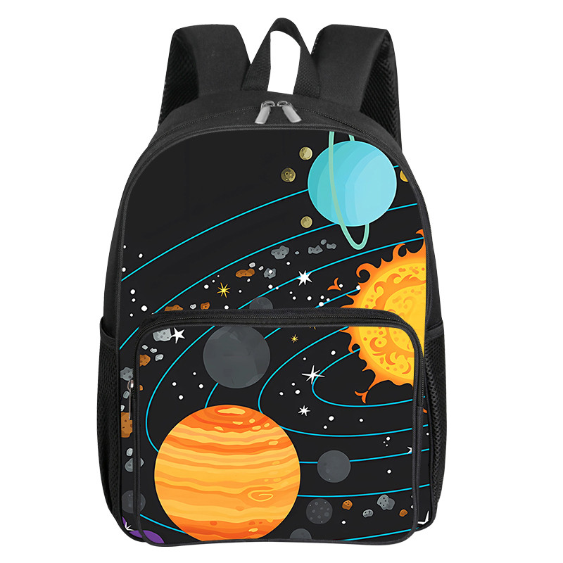 Cosmic Planet Pattern Square Front Pocket Backpack for Boy and Girls Best 3D Cartoon SchoolBags for 