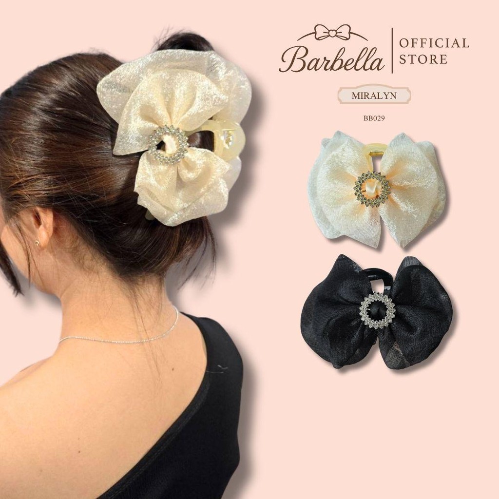 Barbella กิ๊บหนีบผมผ้าไหมติดเพชร กลิทเตอร์วิบวับหรูหรา รุ่น Miralyn (BB029)