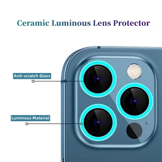 ฟิล์มป้องกันเลนส์เรืองแสง สำหรับ iPhone 16 17 Air ไอโฟน11 15 13 14 12 Pro Max Plus 13 mini Luminous เลนส์ป้องกันกระจกบน