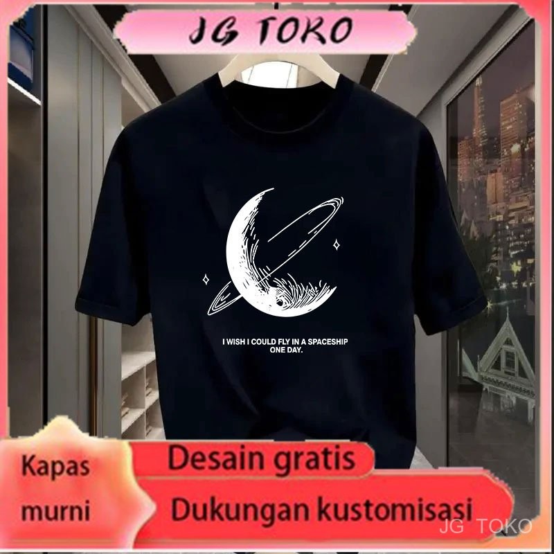 JG NASA IDOL เสื้อยืด Oversize ผู้หญิงสีดําแขนสั้น Cool Premium Street สไตล์ผู้ใหญ่ Distro รอบคอ C11