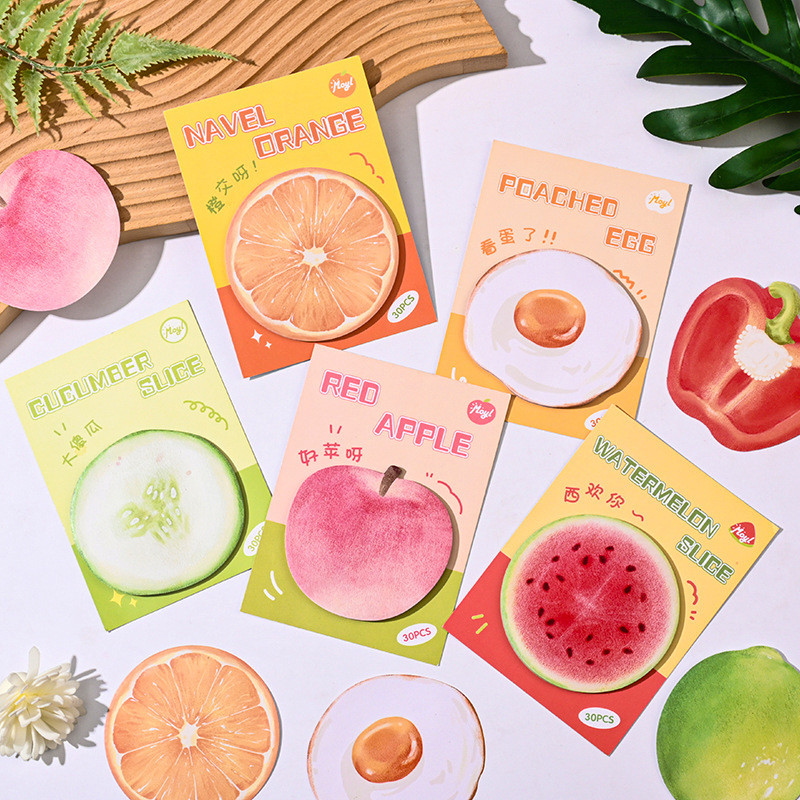 30 แผ่น Varoius Fruit Specail Shaped Sticky Notes แผ่นบันทึกแบบพกพาสําหรับนักเรียน