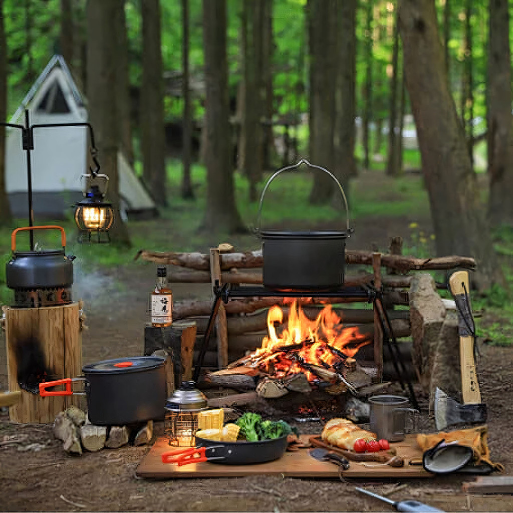 【ได้รับใน 1-3 วัน 🔥】1เซ็ตกลางแจ้งตั้งแคมป์ชุดเครื่องครัวชุดทําอาหารกลางแจ้งอุปกรณ์อลูมิเนียมกลางแจ้งหม้อเดินทางบนโต๊ะอาหารครัวเดินป่าปิกนิกบาร์บีคิว - รูปที่ 5