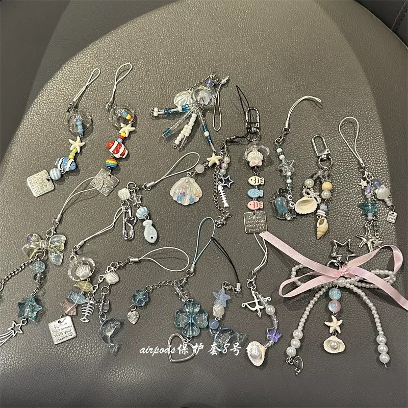ฤดูร้อนปลาขนาดเล็ก Star Charm พวงกุญแจโทรศัพท์ Lanyard พวงกุญแจกระเป๋าจี้อุปกรณ์เสริมความงาม Y2k เครื่องประดับ