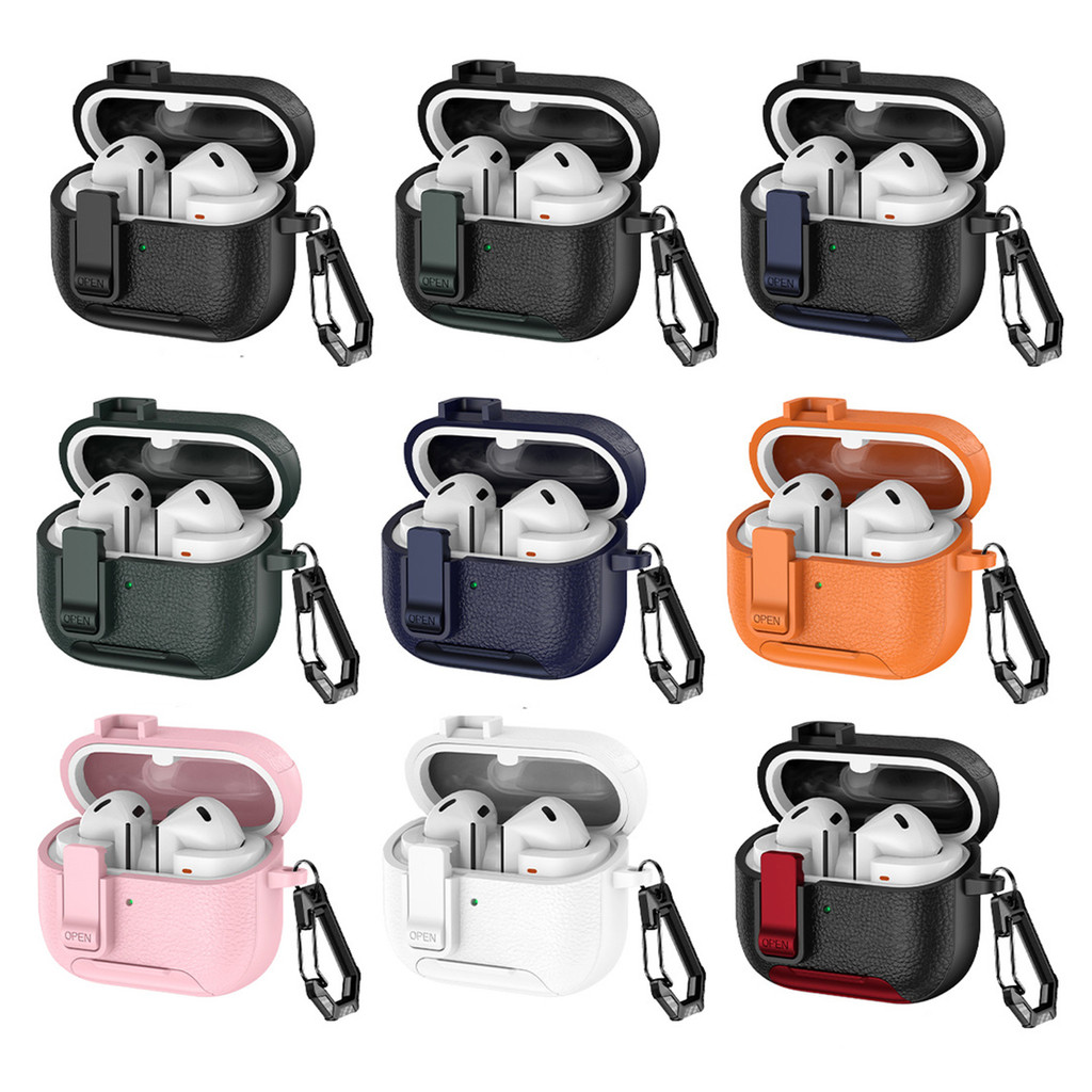 MANGO Case Casing เข้ากันได้กับ Galaxy Buds 3 Pro Case Cover Casing Secure Lock ที่วางโทรศัพท์กันกระแทก Litchi Pattern - รูปที่ 7