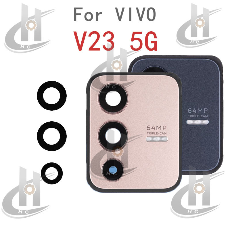 กล้องด้านหลังแหวนเลนส์ฝาครอบกระจกพร้อมกรอบสําหรับ VIVO V23 5G V2130 อะไหล่ทดแทน