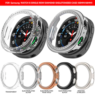 Diamond Bling Hollow Protector สําหรับ Samsung Galaxy watch 8 40 มม.44 มม.กรณี Hard PC เกราะป้องกันกันชนสําหรับ Galaxy watch8 ฝาครอบ