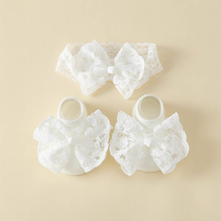 ถุงเท้าเรือสำหรับเด็ก ลายปักลูกไม้พร้อมโบว์ มีความสามมิติ ยอ…