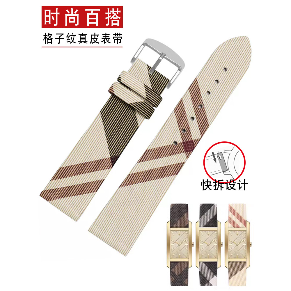 ตรวจสอบสายนาฬิกาหนังวัวเหมาะสําหรับ Burberry DW Bulgari CK Huawei GT 5 Watch Accessories 22