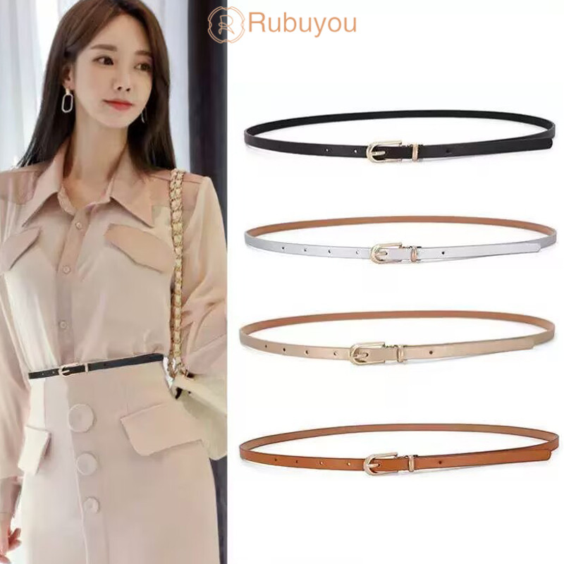 Rubuyou 2025ใหม่ เข็มขัดสุภาพสตรีสไตล์เก๋ ออกแบบเรียบง่ายพร้อมหัวเข็มขัดโลหะสำหรับใส่ทำงาน วันหยุดพักผ่อน﻿-COD