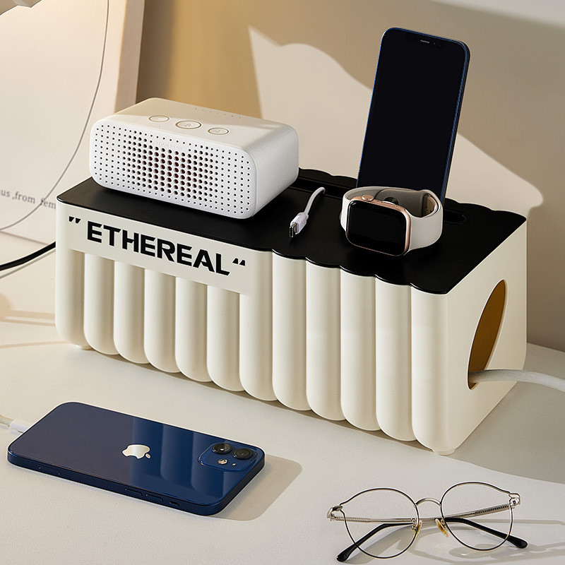 กล่องเก็บปลั๊กไฟ กล่องจัดระเบียบสายไฟ ฝาปิดกันฝุ่น กล่องพลาสติกเก็บสายชาร์จใหญ่ Cable Management Box - รูปที่ 6