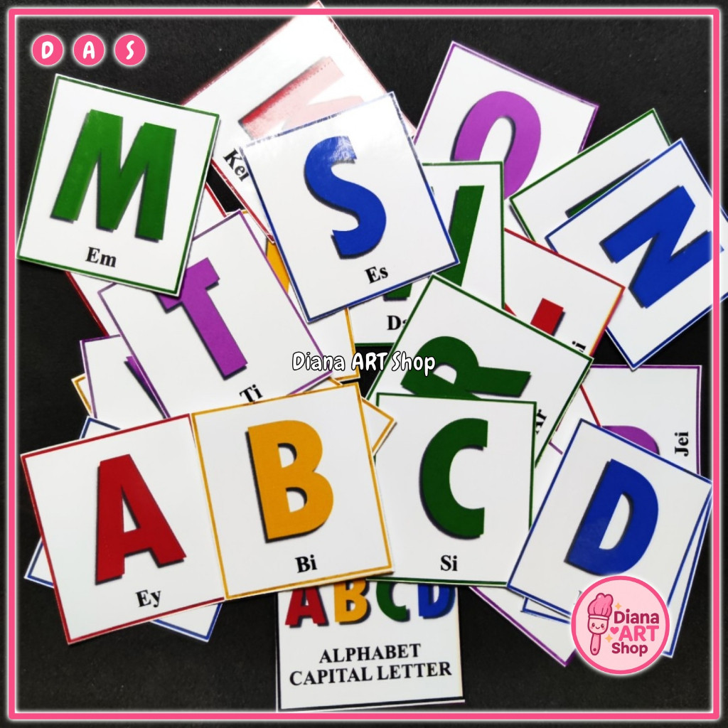 A3 พิมพ์สติกเกอร์ ALPHABET LETTERS และ HOW TO READ ENGLISH ALPHABET LETTERS สติกเกอร์ CAPITAL รุ่น C