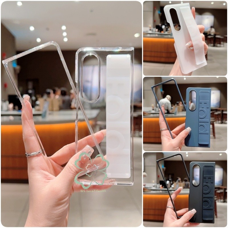 Slim สายรัดข้อมือตัวอักษรยืดหยุ่นเคสโทรศัพท์สําหรับ Samsung Galaxy Z พับ 7 Z พับ 6 Z พับ 5 Z Fold4/3 ฝาครอบกันกระแทก
