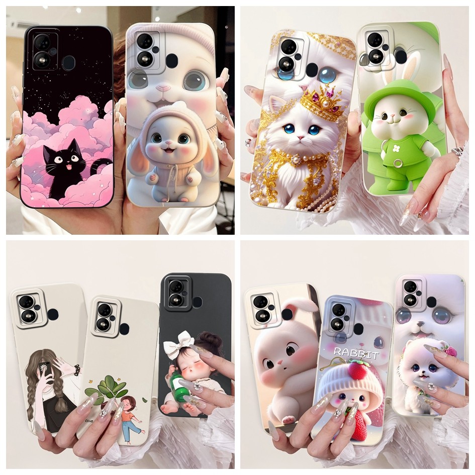 ปลอกสําหรับ Itel A33 Plus กรณีน่ารักการ์ตูนกระต่ายแมวสาวนุ่ม Jelly ซิลิโคน TPU กันกระแทกสําหรับ Itel