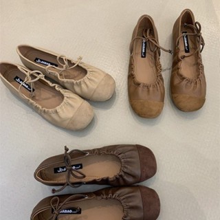 รองเท้าแบนสุภาพสตรี แบบบัลเล่ต์ หนังแกะส้นนุ่ม กันลื่น ขนาด …