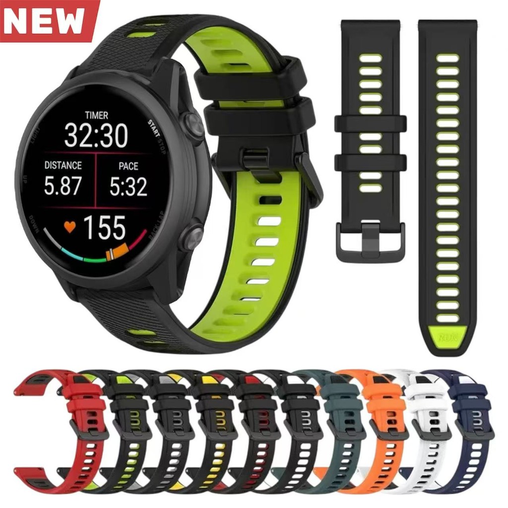 สายนาฬิกาGarmin forerunner570/265/245/55/165/255/645/255s/245s/245musicสายชิลิโคนสองสี