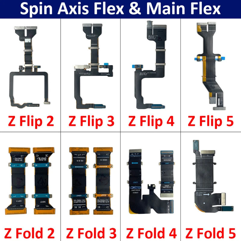 ใหม่ Spin Axis Flex บอร์ดหลักหน้าจอการเชื่อมต่อ LCD เพลาโรตารี Spin Flex Cable สําหรับ Samsung Z Flip/Z พับ 1 2 3 4 5