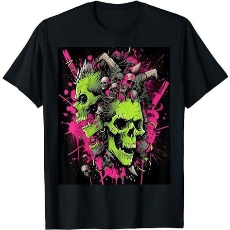 E-Girl อินเทรนด์การออกแบบที่โดดเด่น Skull Graphic เสื้อยืดผู้ใหญ่