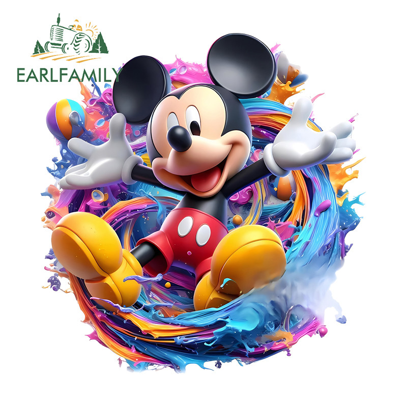 EARLFAMILY Mickey Minnie การ์ตูนสติกเกอร์น่ารักรถจักรยานยนต์ Windows กระเป๋าเดินทางไวนิล Decal กันน้ํารถจัดแต่งทรงผม