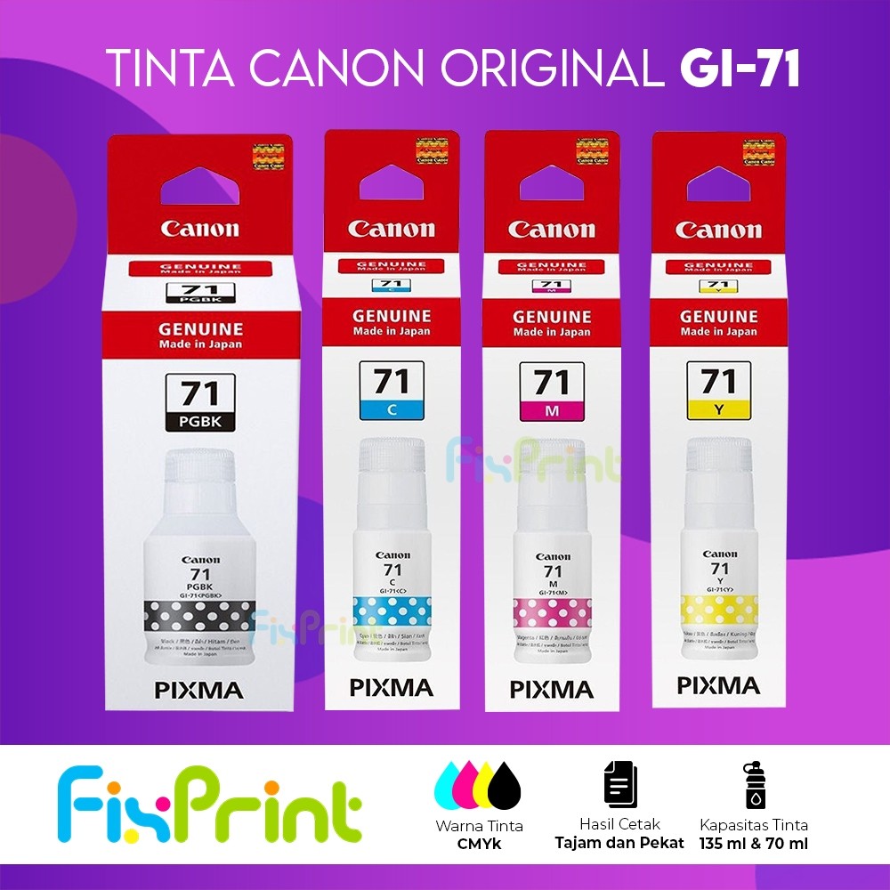 FixPrint Original Ink GI71 Canon GI-71 Refill Printer G1020 G2020 G3020 G3060 Canon Original Canon I